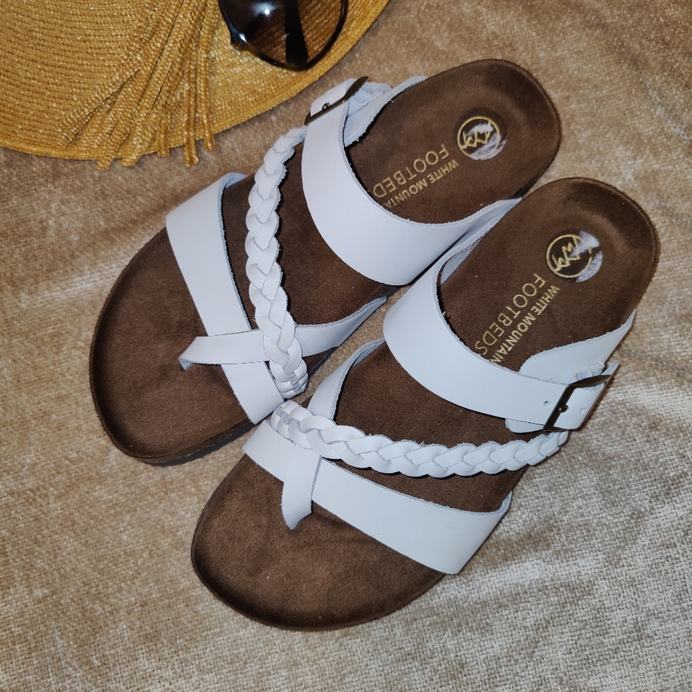 New 🆕 White Mountain Hazy Footbed Sandals, White Leather, Size 7 M - Picture 8 of 12